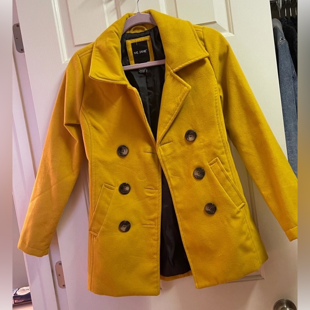 Me Jane Mustard Yellow Pea Coat